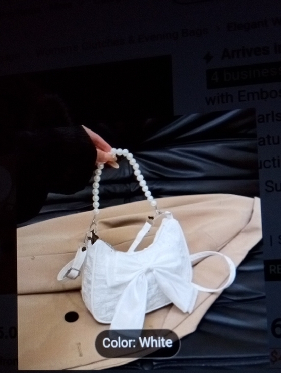 Handbags - Take Extra 50% Off▶White Bow Accent Pearl-Handle Shoulder Bag - Women Bags